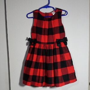 🔥Kids Carter's Red and Black Plaid Kids Dress Size 4T
